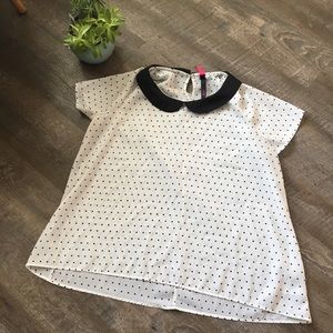 Size 1X Polka Dot Polyester Short Sleeved Blouse